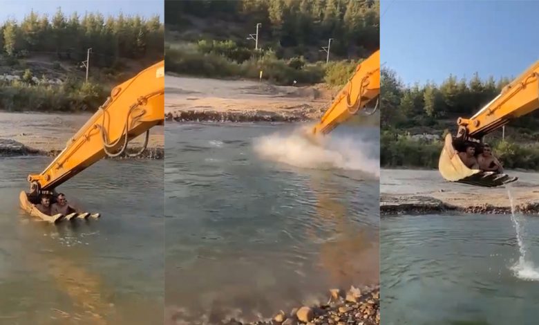 Kepçede serinlediler 1 eglence |