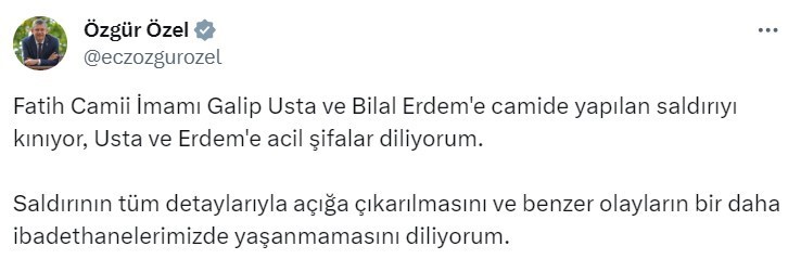 chp genel baskani ozel fatih camii imami galip usta ve bilal erdeme camide yapilan saldiriyi kiniyorum 4e55c87 |