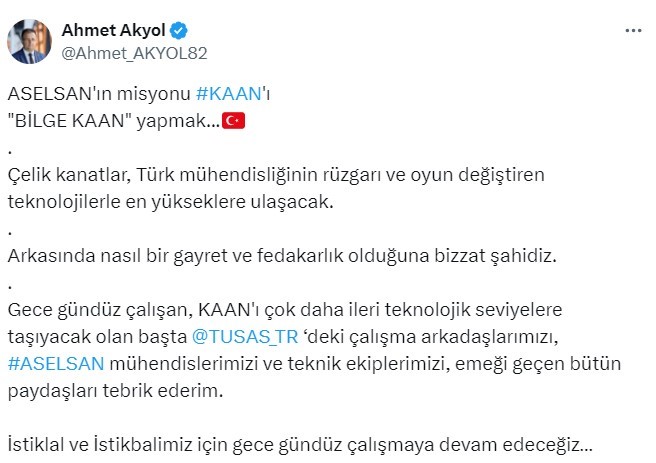 ASELSAN Genel Müdürü Akyol: “ASELSAN’ın misyonu KAAN’ı ‘BİLGE KAAN’ yapmak” 1 aselsan genel muduru akyol aselsanin misyonu kaani bilge kaan yapmak 2e9a68c |