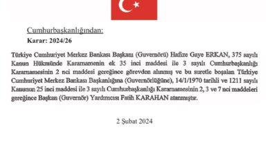 merkez bankasi baskanligina fatih karahan atandi 6132350 |