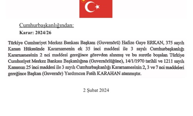merkez bankasi baskanligina fatih karahan atandi 6132350 |