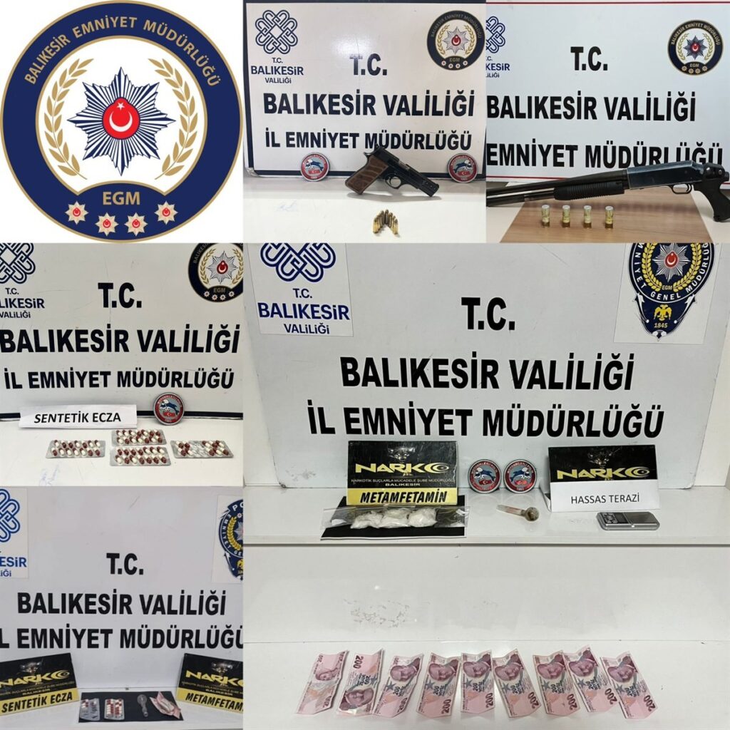 balikesirde ruhsatsiz silahlar ve uyusturucu ele gecirildi ab37566 |