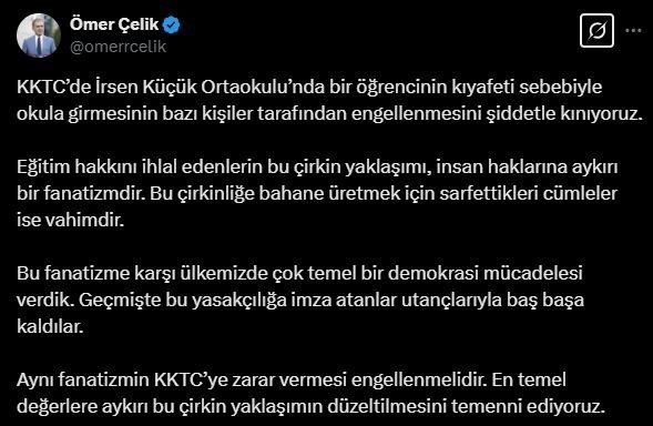 ak parti sozcusu celik kktcde kiyafeti sebebiyle ogrencinin okula girmesinin engellenmesini siddetle kiniyoruz 8517fdabcddd |