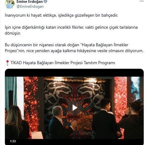 Emine Erdoğan’dan "Hayata Bağlayan İlmekler" projesi paylaşımı 1 emine erdogandan hayata baglayan ilmekler projesi paylasimi bebf00b1c036 |