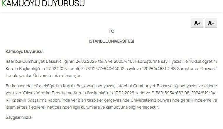 İstanbul Üniversitesi’nden "sahte diploma" açıklaması: "İnceleme ve işlemler tesis edilerek bilgi verilecektir" 1 istanbul universitesinden sahte diploma aciklamasi inceleme ve islemler tesis edilerek bilgi verilecektir 3b1d941530ee |