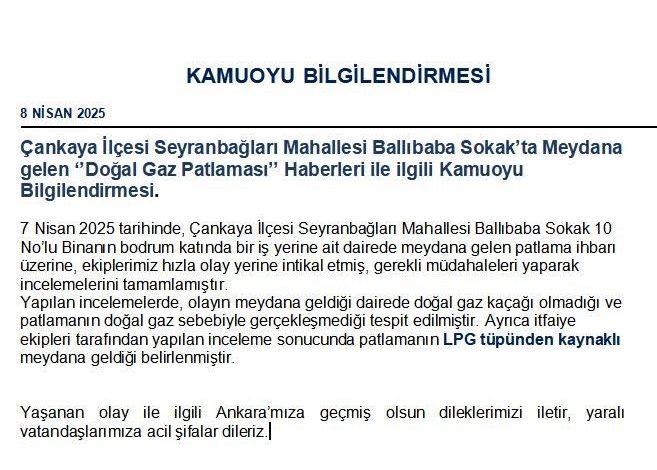 Başkent’te gerçekleşen patlamanın LPG tüpünden kaynaklı olduğu belirlendi 1 baskentte gerceklesen patlamanin lpg tupunden kaynakli oldugu belirlendi 4094e620d201 |
