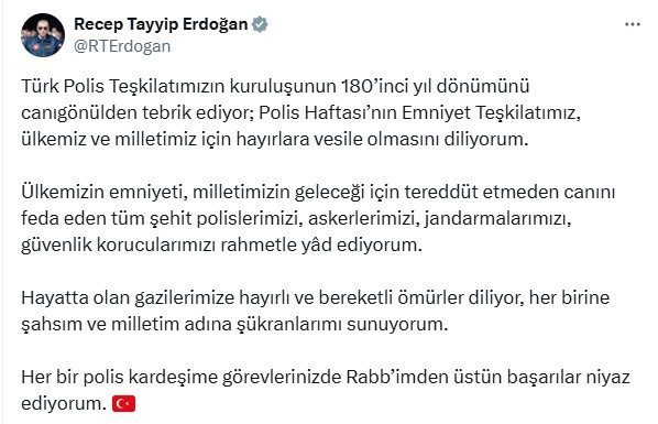 Cumhurbaşkanı Erdoğan, Polis Teşkilatı’nın 180’inci yılını kutladı 1 cumhurbaskani erdogan polis teskilatinin 180inci yilini kutladi f5bfe0c5ff58 |