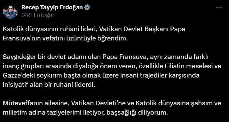 cumhurbaskani erdogandan papa icin taziye mesaji 8daefa7473ac |