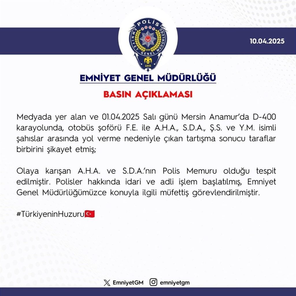 egm mersinde yol verme tartismasina karisan polisler hakkinda islem baslatildigini acikladi d52769a1fd8f |