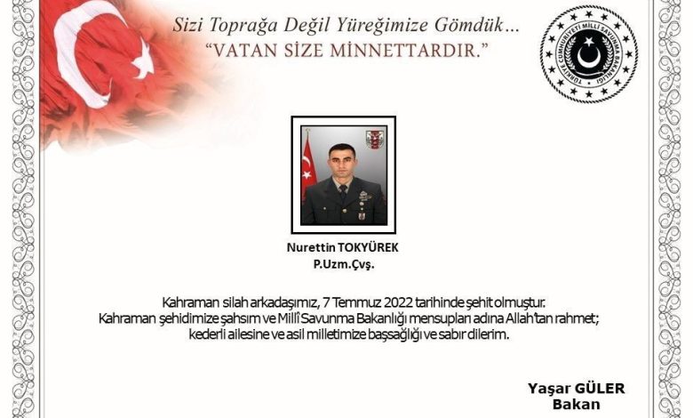 MSB: "Kahraman silah arkadaşımız P.Uzm.Çvş. Nurettin Tokyürek’in aziz naaşına ulaşılmıştır" 1 msb kahraman silah arkadasimiz puzmcvs nurettin tokyurekin aziz naasina ulasilmistir a08b440c14f1 |