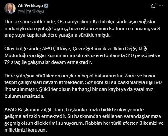bakan yerlikaya osmaniyede tasan dere yataginda can kaybi olmadigini duyurdu 9c7b8fd73afa |