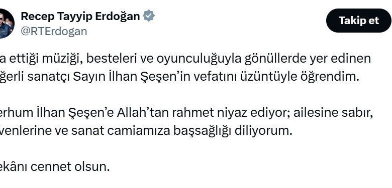 Cumhurbaşkanı Erdoğan’dan İlhan Şeşen için taziye mesajı 1 cumhurbaskani erdogandan ilhan sesen icin taziye mesaji e03d42400f36 |