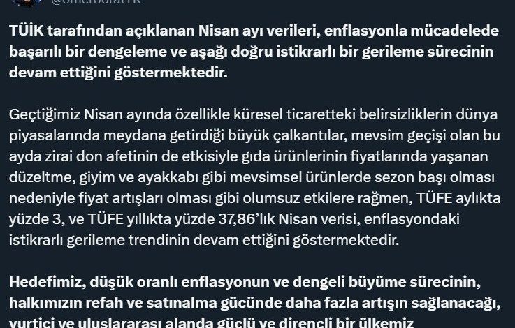 ticaret bakani bolat nisan verileri enflasyondaki gerileme trendinin devam ettigini gostermektedir 7ed4f3c1be4c |