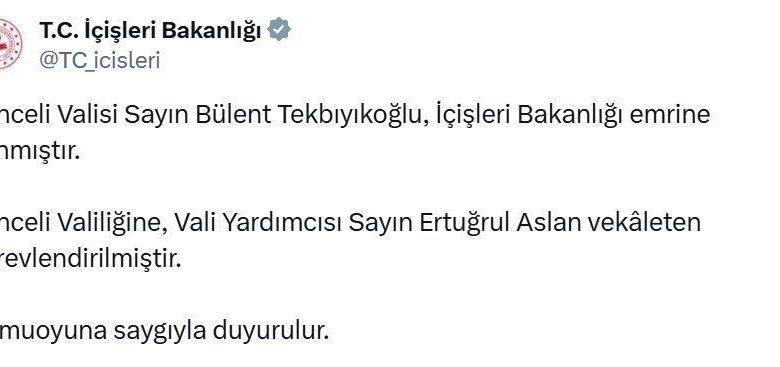 Tunceli Valisi Tekbıyıkoğlu merkeze çekildi 1 tunceli valisi tekbiyikoglu merkeze cekildi afa91398f303 |