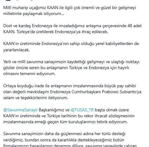 cumhurbaskani erdogan duyurdu turkiyeden endonezyaya 48 kaanlik tarihi ihracat c68434be1ffb |