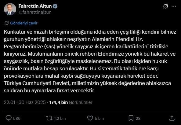 fahrettin altun peygamberimize yonelik saygisizlik iceren karikaturleri siddetle kiniyoruz 84c885434035 |