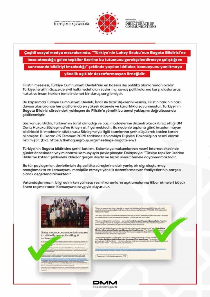 dezenformasyonla mucadele merkezi bogota bildirisi turkiye tepkiler uzerine bildiriye katildi seklindeki iddialar gercek disidir ve hicbir somut temele dayanmamaktadir 6fbc20cb9100 |