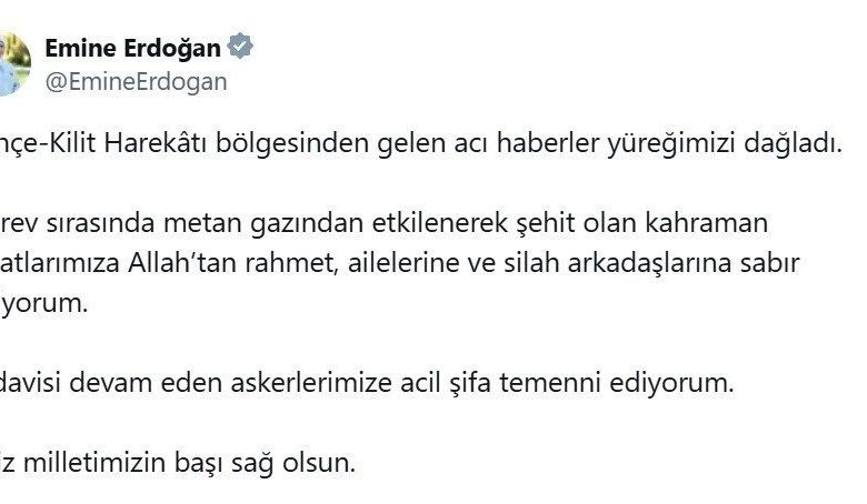 emine erdogandan metan gazina maruz kalarak sehit olan 12 asker icin bassagligi mesaji 33e2c23fbe07 |