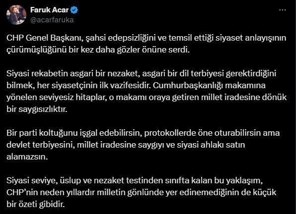 ak parti genel baskan yardimcisi acar chp genel baskani sahsi edepsizligini bir kez daha gozler onune serdi 8baf83429000 |