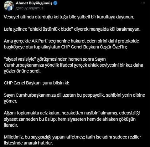 AK Parti Genel Başkan Yardımcısı Büyükgümüş: "Özgür Özel’in Cumhurbaşkanımıza yönelik ifadesi gerçek ahlak seviyesini bir kez daha gözler önüne serdi" 1 ak parti genel baskan yardimcisi buyukgumus ozgur ozelin cumhurbaskanimiza yonelik ifadesi gercek ahlak seviyesini bir kez daha gozler onune serdi 77c6b607cf99 |
