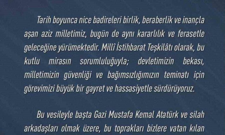MİT Başkanı Kalın’dan, 30 Ağustos mesajı 1 mit baskani kalindan 30 agustos mesaji 196c696ace3e |