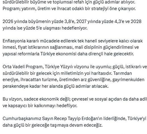 İletişim Başkanı Duran: "Orta Vadeli Program, Türkiye Yüzyılı vizyonuyla uyumlu yol haritasıdır" 1 iletisim baskani duran orta vadeli program turkiye yuzyili vizyonuyla uyumlu yol haritasidir c13cc4a2f804 |
