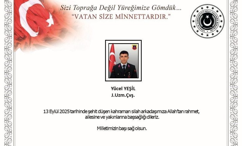 msbden sehit uzman cavus yucel yesil icin bassagligi mesaji d5372803f8b3 |
