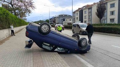 kaza yapan otomobil takla atarak ters durdu 1 yarali ee371e5b5bfe |