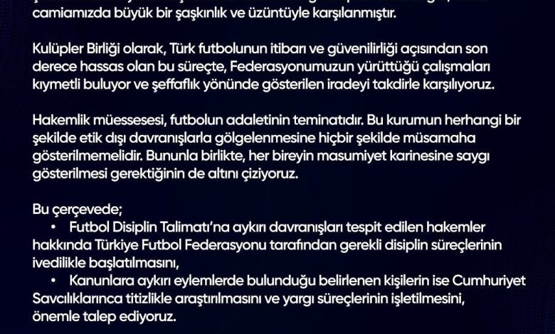 Kulüpler Birliği’nden TFF’ye destek 1 kulupler birliginden tffye destek fdea9b1e9c36 |