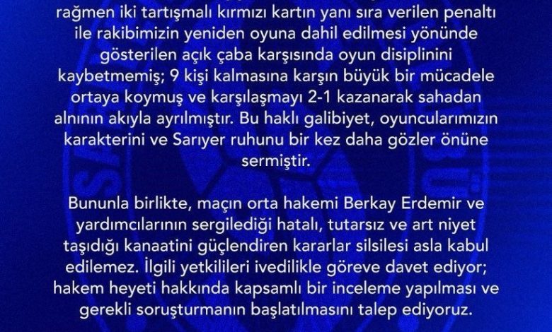 sariyerden vanspor macinin hakem heyeti hakkinda sorusturma talebi 81e0c67b6fa3 |