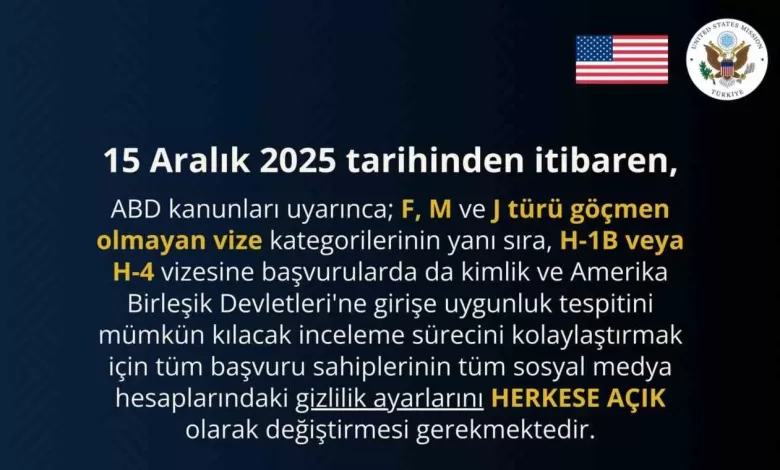 ABD Büyükelçiliği: "Vize başvurusu yapacak kişilerin sosyal medya hesaplarını herkese açık hale getirmesi gerekiyor" 1 abd buyukelciligi vize basvurusu yapacak kisilerin sosyal medya hesaplarini herkese acik hale getirmesi gerekiyor 3e56d4e10b6f e1769599099155 |